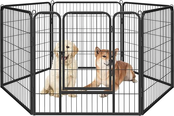 Yaheetech 6 Vallas para Perros Jaula Cachorro Corrales para Perros Mascota Parque Interior Plegable 80X80 cm Cada Valla Negro