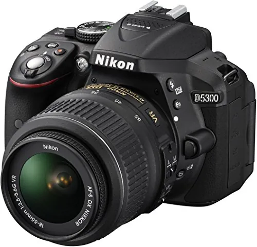 Nikon D5300 Digital SLR Camera with 18-55mm VR Lens Kit - Black (24.2 MP) 3.2 inch LCD with Wi-Fi and GPS (Certified Refurbished)