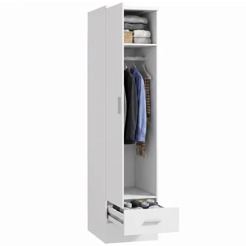 HOMCOM Armario Dormitorio Moderno, Armario Ropero 40x52x170 cm Blanco