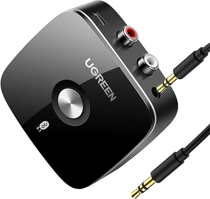 UGREEN Receptor Bluetooth 5.1 aptX HD Audio Adaptador 2RCA 3.5 mm HiFi EDR Baja Latencia Inalámbrico Compatible con Teléfono Tablet Altavoz Amplificador