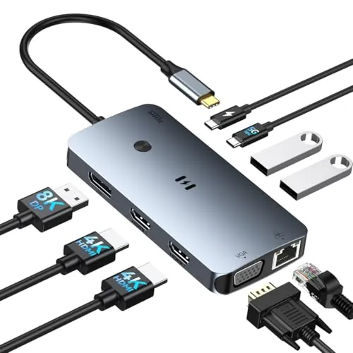Estación de Acoplamiento 4 Monitores 9 en 1 USB C Docking Station