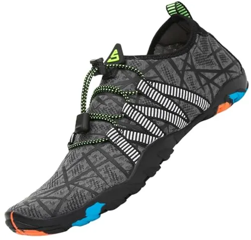 SAGUARO Escarpines Hombre Mujer Zapatillas de Agua Antideslizantes Zapatos de Agua Secado Rápido Zapatillas Playa Calzado para Natacion Surf Acuaticas Piscina Gris Gr.41 EU