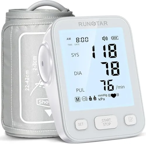 Runstar Tensiometro de brazo con brazalete de amplio rango (22cm-42cm) gris