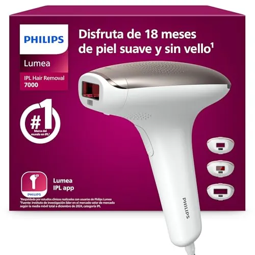Philips Lumea serie 7000, dispositivo de depilación IPL, alternativa de depilación láser, 3 accesorios para el cuerpo, la cara y la zona del bikini, modelo SC1999/00