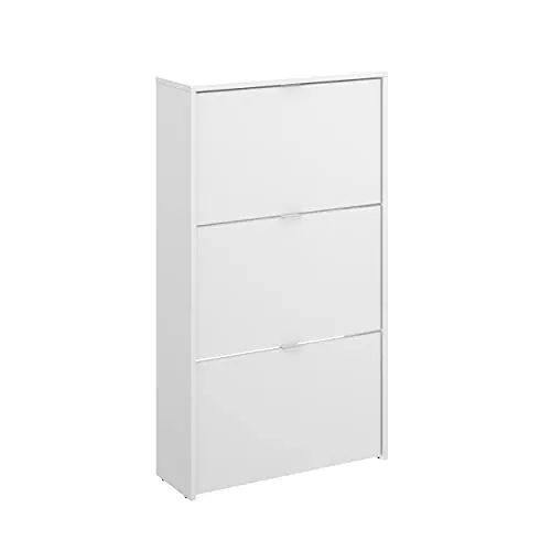 DEKIT GRUPO RIMOBEL Zapatero 3 Puertas 18 Pares, Melamina Blanco Brillo, 61x113x25cm