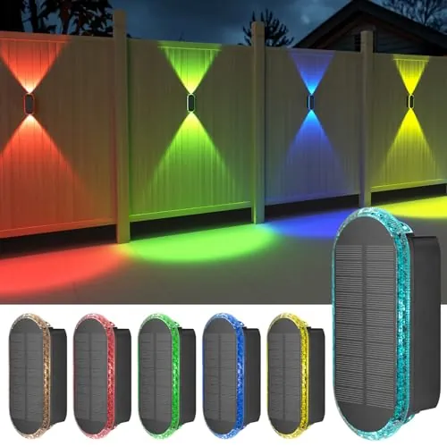 ELLASAY RGB Aplique Solar Exterior Pared Arriba y Abajo IP65 6 Pack