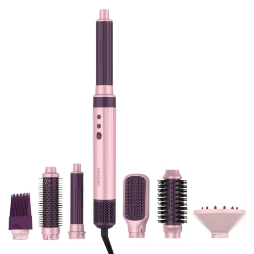 Cecotec Cepillo de Aire Moldeador Multifunción AirGlisse 8in1 CottonCandy | 8 Accesorios, 1400W, 110000RPM, Tecnología Coanda, Elimina el Frizz, Tecnología Iónica, Cabezales de Cerámica y Keratina