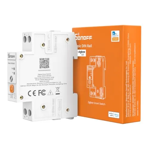 SONOFF Basic Riel DIN (BASIC-ZB1GSP) Zigbee Smart Switch Hutschiene, Controlador Zigbee 3.0 Smart Home con monitoreo de energía, 32A para caja de fusibles, compatible con Home Assistant Alexa