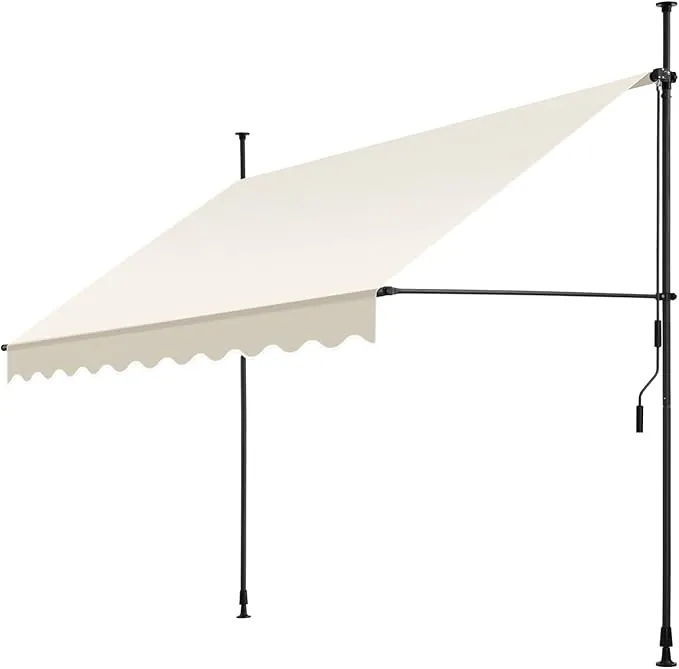 tectake® Toldo Terraza Manual Regulable en Altura con Manivela, Toldo Balcón sin Taladros, Extensible Terraza, Resistente a Rayos UV, Protección Solar y Repelente al Agua - 250 cm - Beige