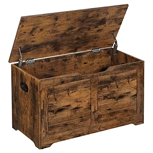 VASAGLE Puff Almacenaje con 2 Bisagras de Seguridad, 40 x 80 x 46 cm