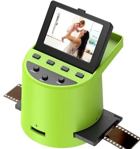 Digital Film Scanner, Escáner de Películas Negativos y Diapositivas a JPEG (35 mm, 126, 110, Super 8 y 8 mm), Pantalla LCD inclinable de 3,5", Se Conecta a Dispositivos móviles vía WiFi