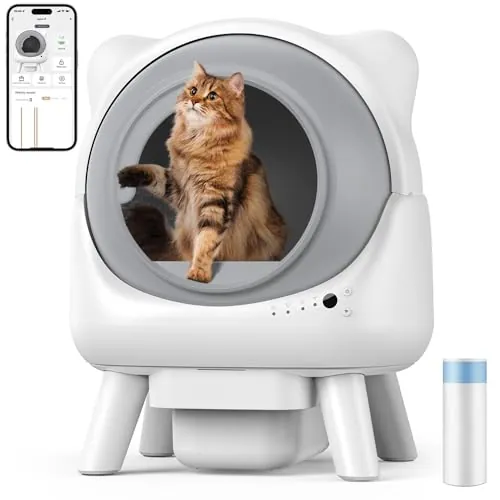 Redkey X1 Arenero Gatos Autolimpiable, 95L Arenero Eléctrico Automático para Gatos, Eliminación de Olores, Control App, Compatible con Todo Tipo de Arena, para Hogares con Múltiples Gatos (Blanco)