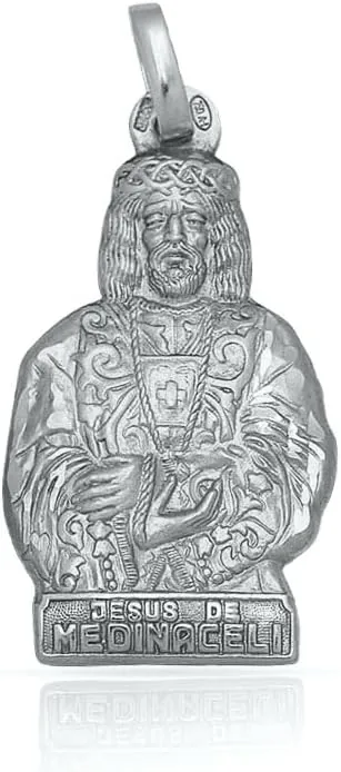 Medalla Silueta Cristo de Medinaceli, Plata de Ley 925, 13x24mm, Diseño Religioso, Acabado Brillante, Compatible con Cadenas y Cordones