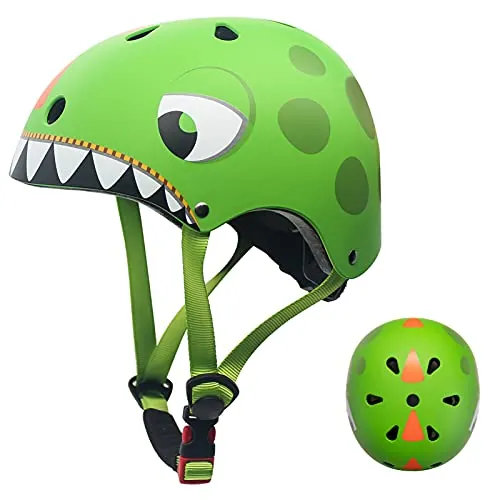 Casco Bici Infantil para Niños 2-5 Años, Casco Ajustable de Dibujo Dino