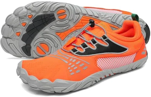 SAGUARO Hombre Mujer Barefoot Zapatillas de Trail Running Minimalistas Zapatillas de Deporte Fitness Zapatos Descalzos para Correr en Montaña Escarpines de Agua, Naranja Zanahoria, 42 EU