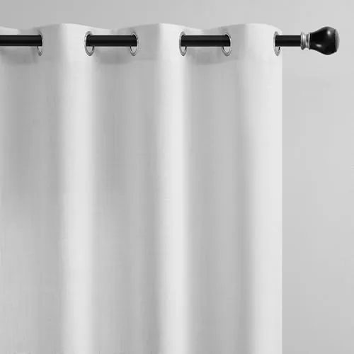 XiDi LinSh Cream 132/225/EU - Cortinas de lino semitranslúcido, 132 x 225 cm, versátiles, para todas las habitaciones, estilo rústico, con barra trasera, color crema