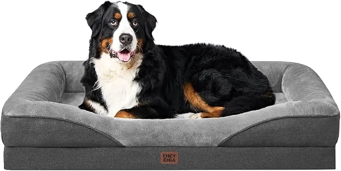 EHEYCIGA Cama Ortopedica y Viscoelastica para Perro XLP 122x89x18.9 cm, Memory Foam Sofa para Perros Lavable, Cama Gato Suave, Gris Oscuro