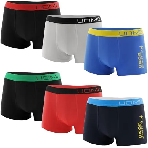 Channo Calzoncillos Boxer o Slip de Niños en Algodón, Lisos o con Estampado. Pack de 6 (Uomo, 12-14 años)