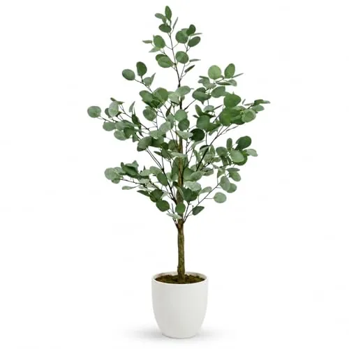 edihome, Planta Artificial Grande, Eucalipto 120 cm, Decorativas, Árbol, Decoración Hogar, para Interior, Oficina, Hoteles, Eventos – Planta Realista, Ideal para Espacios Modernos (Eucalipto, 120)