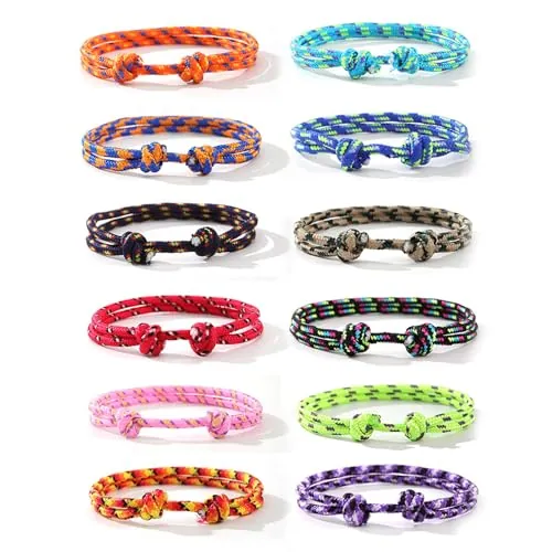 Rainway 12 Piezas Pulseras Tela Hombre Verano, Bracciale Corda Uomo Colorato, Bracelet Regolabile Hechas A Mano, Pulseras Trenzadas Náuticas, Surf Colorida Bracciale In Tessuto De Hilo Para Hombres Y