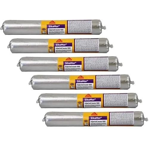 SikaMur InjectoCream-100, Tratamiento contra de humedades por capilaridad en las murados, Blanco, 560ml (Paquete de 6)