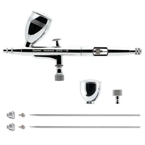 Gaahleri Kit de aerógrafo, pistola de aerógrafo de doble acción de gravedad de 1/2 y 1/4 onzas, aguja de 0.35 y 0.5 mm, juego de cepillo de aire rentable para maquillaje, arte de uñas, pintura modelo,