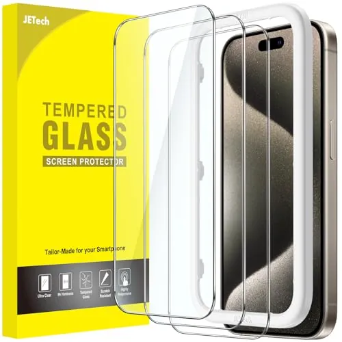 JETech Protector Pantalla para iPhone 15 Pro Max, 3 Unidades