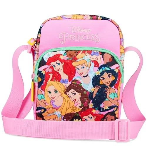 Disney Stitch Bolso Bandolera Niña con Correa Ajustable Bolsa Niña para Movil Dinero Ideal para Salidas y Vacaciones Ideas de Regalos (Rosa Princess)