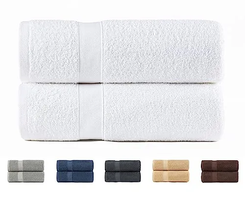 Todocama – Juego de 2 Toallas de baño Grandes, 100% algodón de 550 gsm Extra Suaves, Altamente absorbentes y de Secado rápido. Medida 100x150 cm, Color Blanco.