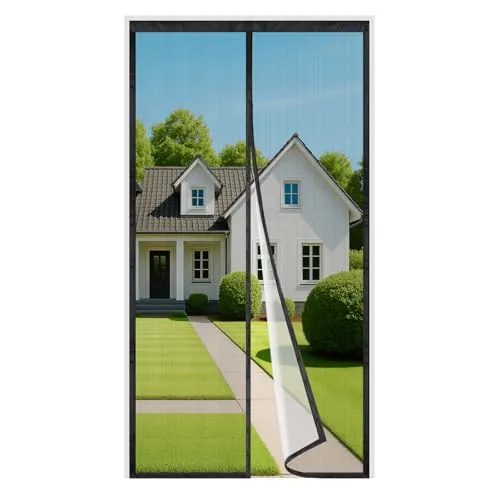 4UMOR Mosquitera Puerta Magnética 110x210cm Ensanchado Cinta de 3,8cm Sin Taladrar Cortina Mosquitera Exterior Cierre Automático para Balcón, Cocina, Dormitorio, Correderas, Garaje o Patio