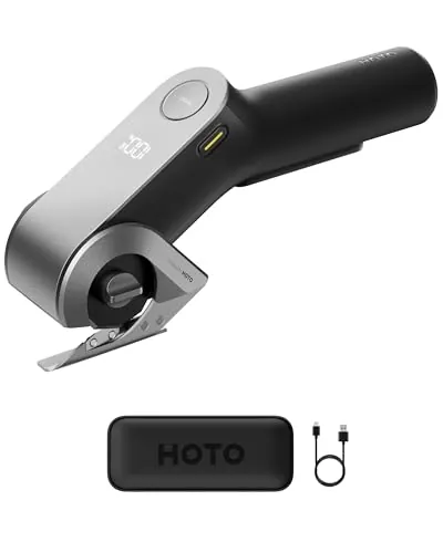 HOTO Ciseaux eléctricos sin cable EdgeFlow, hoja de titanio y pantalla LED, cutter recargable para cartón, bloqueo de seguridad, para cartón, moqueta, cuero, bricolaje