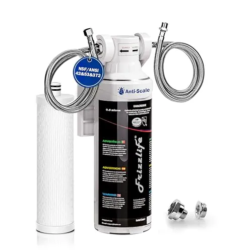 Frizzlife MK99 Filtro de agua para debajo de la mesa, certificado NSF/ANSI 42&53&372, filtro de agua potable, conexión directa con grifo de cocina, reduce plomo, cloro, metales pesados, limas, 0,5