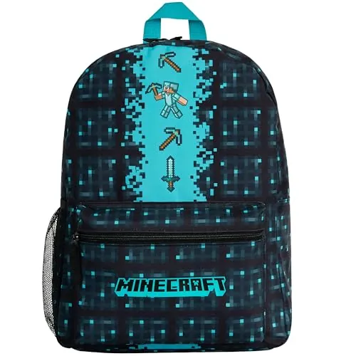 Minecraft Mochila con Bolsillos para Niños - Regalos para Gamers (Azul)