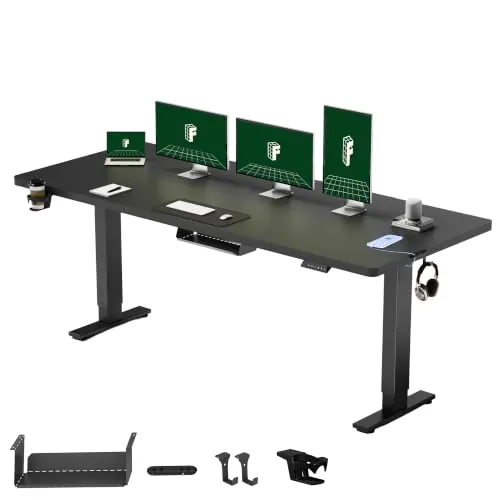 FLEXISPOT Escritorio Elevable Eléctrico 200x80, 100kg Carga, 4 Memorias | Mesa Elevable Altura Ajustable, organizador de cables, anticolisión con retroceso y 4 memorias, garantía de 5 años, Negro