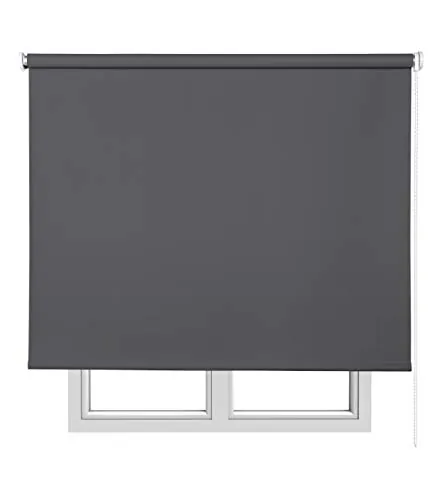 Estores enrollables Opacos Premium, Estor Opaco para Máxima Privacidad con Fácil Instalación en Techo o Pared, Persiana Opaca para Salon o Dormitorio STORESBASIC Gris Claro 140x250