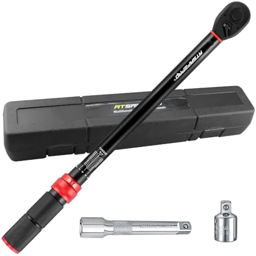 ATsafepro Llave Dinamometric 1/2'', 20-230 Nm Llave Dinamométrica Coche con Adaptador de 3/8‘’, Click Chave Dinamométrica con extensión para Coche, Camión, Moto