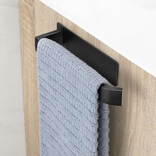 OETAMS Toalleros de Baño Sin Taladro 304 Acero Inoxidable Toallero Autoadhesivo Toallero Baño Toallero Pared Toallero de Baño Negro 22CM