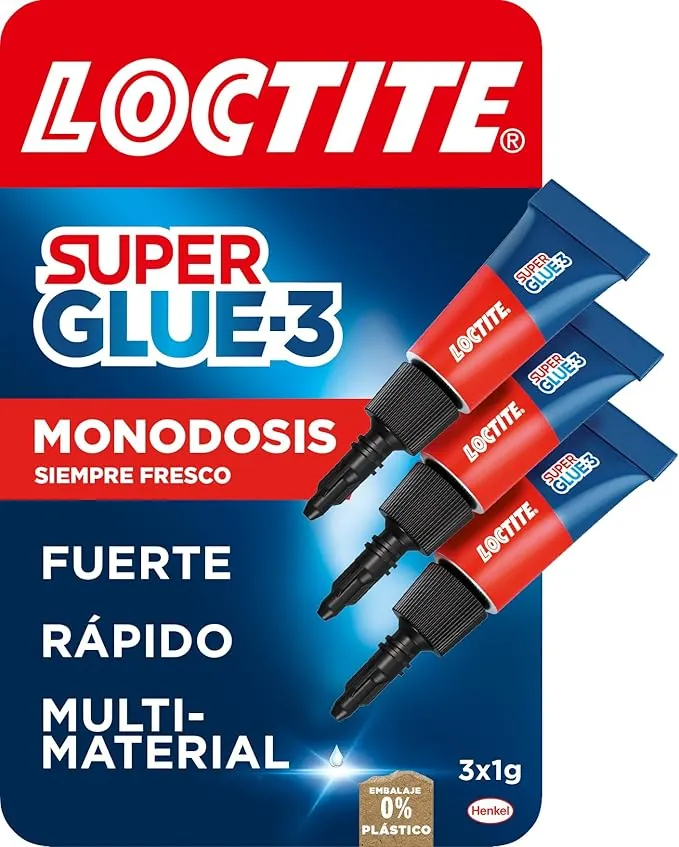 Loctite Super Glue-3 Original Mini Trio, pegamento universal con triple resistencia, adhesivo transparente, pegamento instantáneo y fuerza instantánea, 3x1 g,El embalaje puede variar