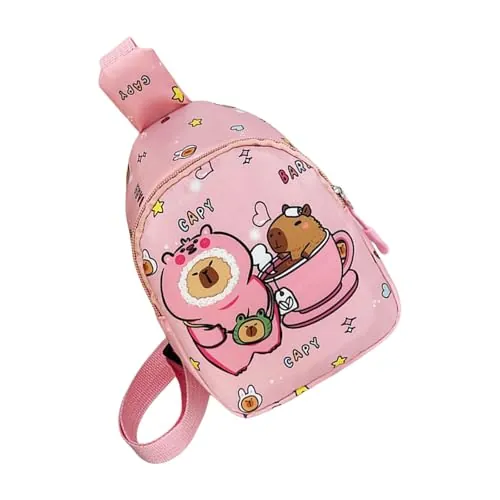 Qsvbeeqj Pequeña bolsa bandolera con diseño de dibujos animados Capybara Fannys, paquetes de pecho para niños, regalos de viaje para niños y niñas, mochila para niños, a