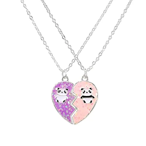 MenYiYDS 2 piezas BFF collares amistad collar magnético panda joyería colgante mejores amigos niñas collar para niñas regalos de cumpleaños colgante cadena regalos (rosa y morado)