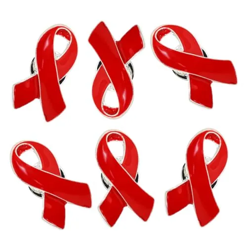 IMIKEYA Broches de Cinta Roja Decorativos para Concienciación Vih Sida, 6 Piezas Pequeñas en Color Rojo, Pins para Mujer, Símbolo de Prevención y Apoyo Social