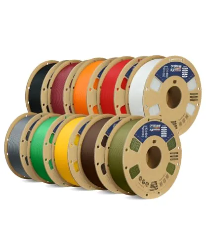 OVERTURE Lote de 10kg de Filamento PLA Plus (PLA+) para Impresora 3D, Filamento Profesional 5 Veces Más Resistente 1.75 mm