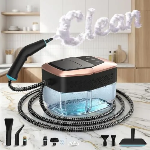 Vaporeta Limpieza Hogar Limpiador a Vapor Vaporeta de Mano Potente Hogar Portátil Maquina Steam Cleaner Profesional para Limpiar Cocinas, Baños, Coches, 4 Bar, Calentamiento En 15s, 1,8 L