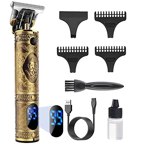YiLFo Maquina Cortar Pelo, Maquina de Afeitar Hombre, Cortapelos Hombre Profesional, Afeitadora Cortadora Eléctrica con LED, Maquina Recortar Barba sin Cable, Maquina de Cortar el Pelo para Contornos