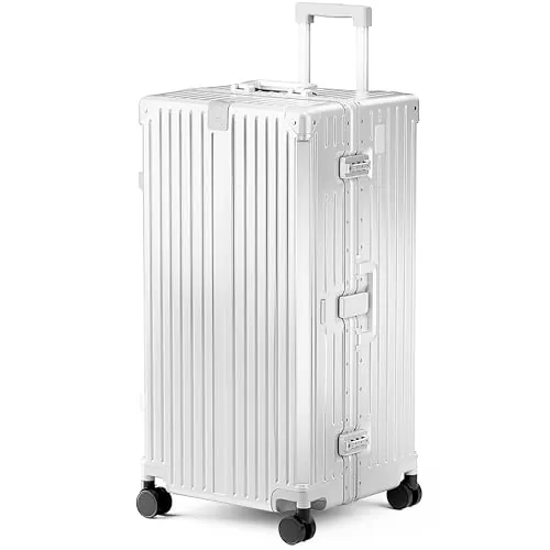 ALPHA CAMP Maleta Rígida de Viaje Grande 42x36x82CM Policarbonato y Marco de Aluminio TSA Candado con Ruedas Giratorias 105L Maleta con USB y Tipo C
