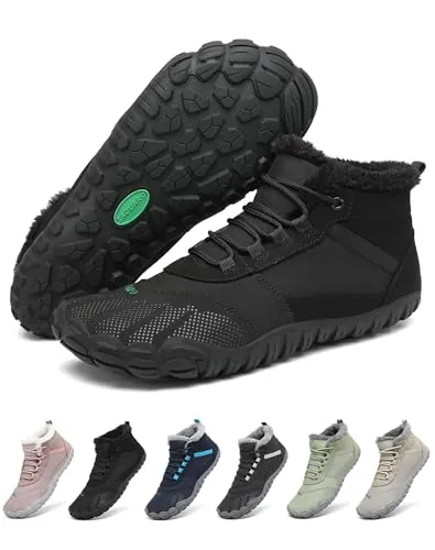 SAGUARO Botas de Nieve Hombre Mujer Zapatos Forrados Caliente Barefoot Botines Antideslizante, Negro 43