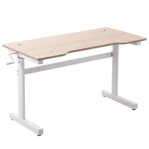 Vinsetto Escritorio de Pie 120x60x72-117 cm Manual con Manivela Natural | Mesa para Ordenador, Oficina Estudio Salón, Estilo Racing, Carga 150 kg, Altura Ajustable
