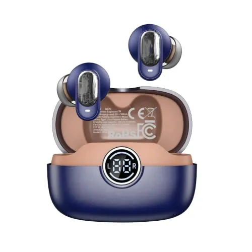 Auriculares Inalámbricos Bluetooth, Auriculares Traductor en Tiempo Real, 165 Idiomas | Traductor instantáneo de voz, Bluetooth 6.0, Reducción de Ruido ENC, 60H, IP7, viajes y reuniones Azul y naranja