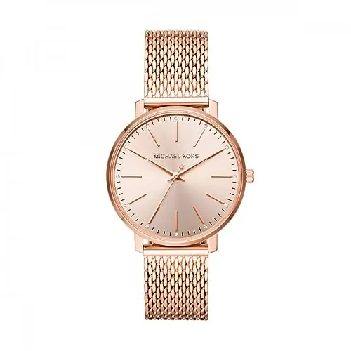Michael Kors - Reloj de Cuarzo Pyper con Correa de Acero Inoxidable de Malla en Tono Dorado Rosa foe para Mujer MK4340