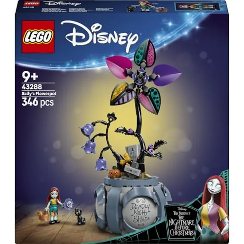 LEGO Disney Maceta de Sally 43288 | Juguetes para niñas de 9+ años, decoración del dormitorio con 2 flores artificiales y gato, regalo de cumpleaños, 346 piezas
